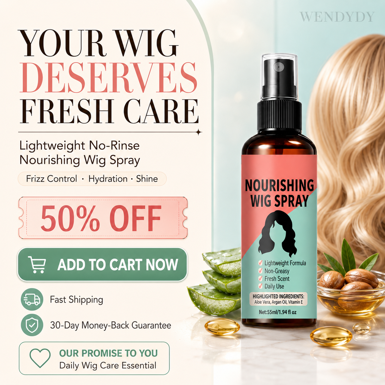 Devareon® 🥳 Lightweight No-Rinse Nourishing Wig Spray