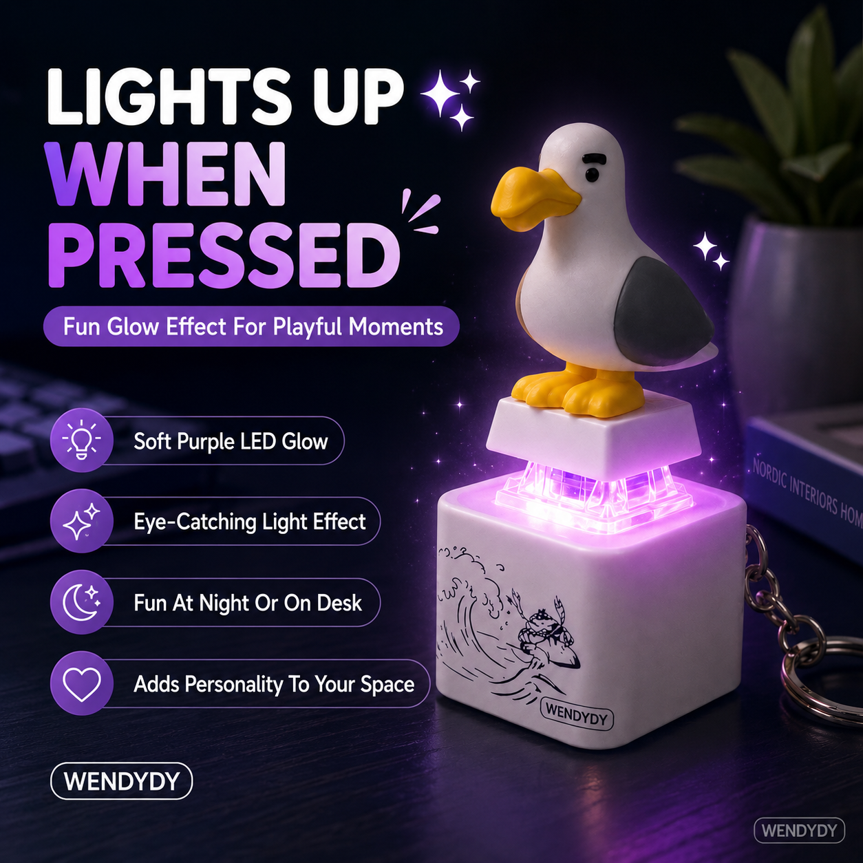 upsell Devareon® 🦤 Mine Little Bird Voice-Activated Light-Up Electronic Keychain: Squeeze-to-Play Duck-Shaped Creative Keychain