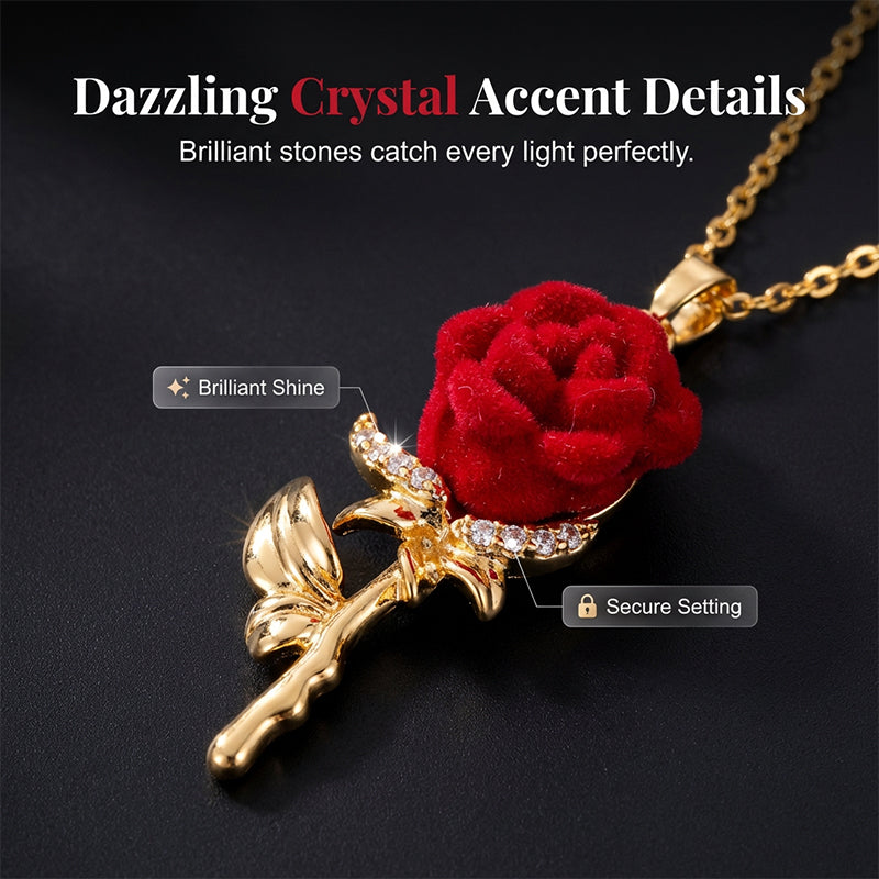 Devareon® Elegant Red Rose Pendant Necklace