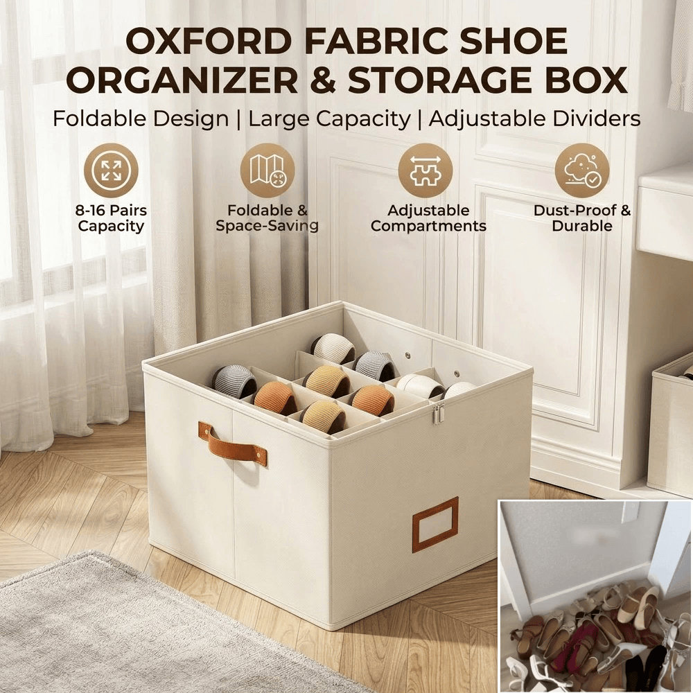 Devareon®🔥Oxford Fabric Foldable Design Shoe Organizer, Storage Box