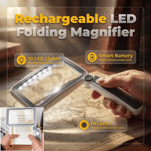 Devareon® Folding Handheld Magnifying Glass with Light for Reading