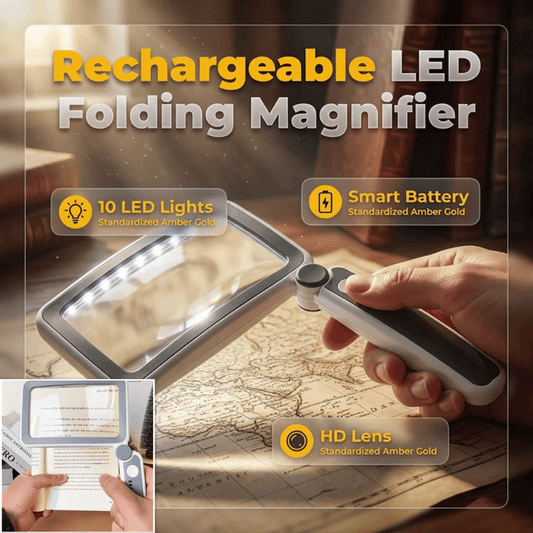 Devareon® Folding Handheld Magnifying Glass with Light for Reading