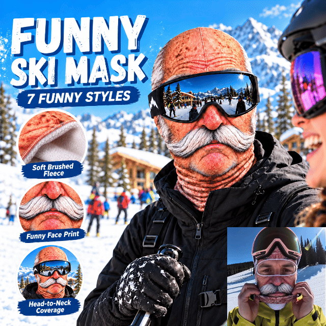 🤣❄️ Funny Realistic Face Ski Mask – Hilarious Winter Balaclava for Skiing, Snowboarding, Parties & Outdoor Fun! 🎿🔥| Devareon®