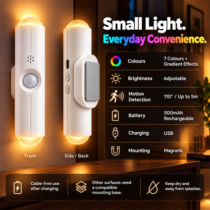 🌈 Buy 2 Get 1 Free | Rechargeable Motion Sensor Night Light – Dimmable RGB Glow for Cozy Spaces | Devareon®