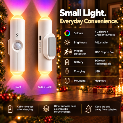 🎁🎄 Christmas RGB Mood Light – 7 Colours to Turn Your Home into Your Personal Sanctuary | Rechargeable & Motion Activated | Devareon®