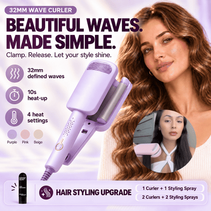 💜 2026 New Arrivals | 60% OFF 🎁 Wavy Curling Iron – Add Volume, Bounce & Beautiful Waves in Seconds | Devareon®