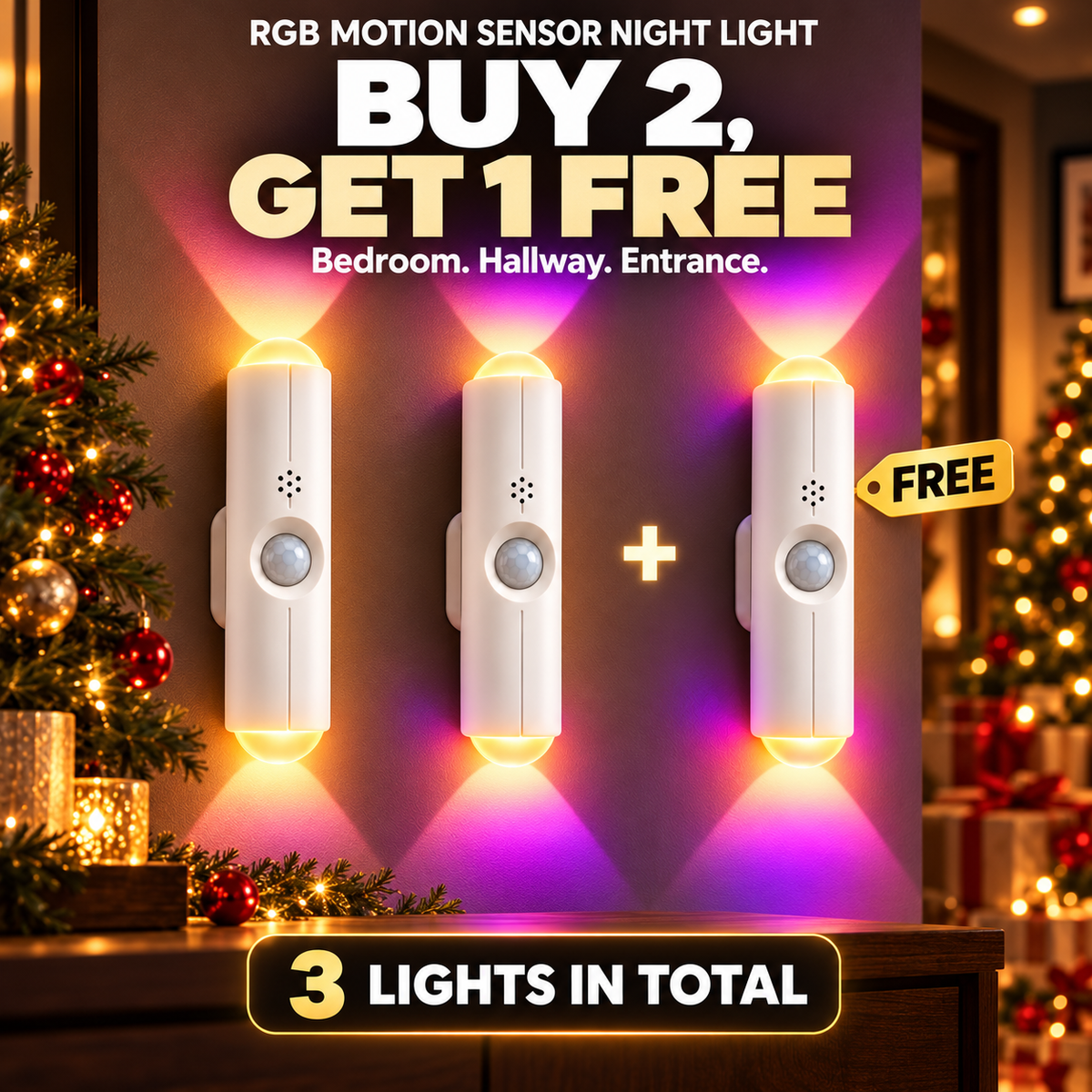 🎁🎄 Christmas RGB Mood Light – 7 Colours to Turn Your Home into Your Personal Sanctuary | Rechargeable & Motion Activated | Devareon®