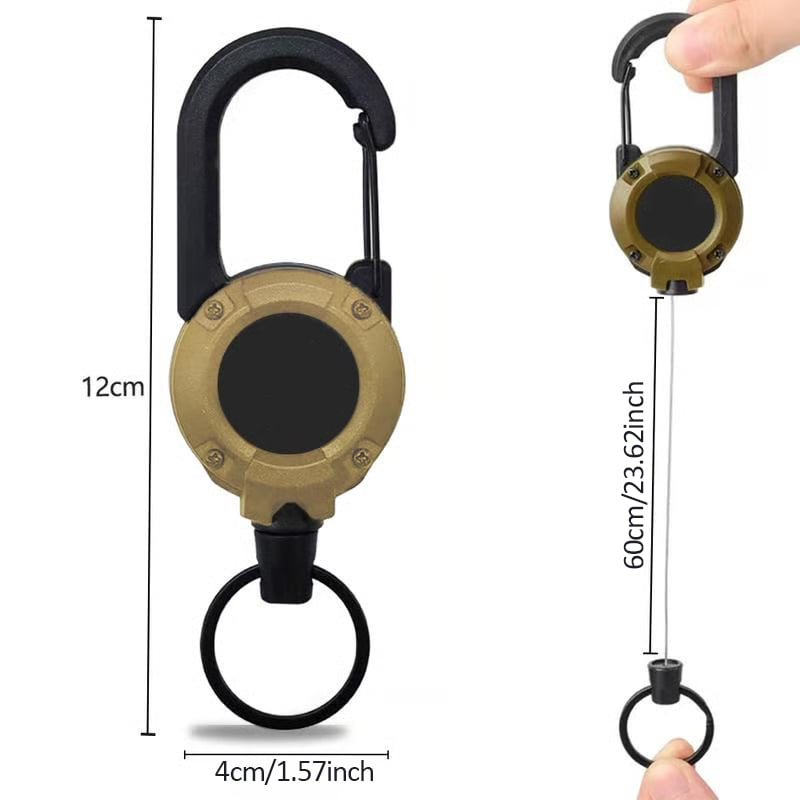 Devareon® 💥LAST DAY SALE 40%OFF💥🏆Retractable Carabiner Keychain 🎣 – 60cm Steel Cord, Heavy-Duty Badge Reel, Lightweight EDC Tool for Keys, ID & Outdoor Use