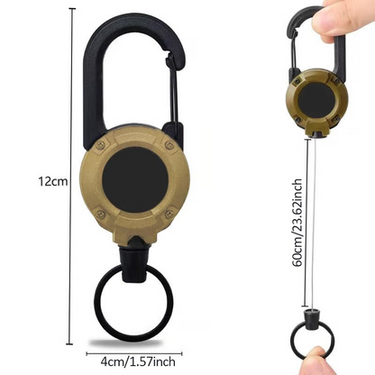 Devareon® 💥LAST DAY SALE 40%OFF💥🏆Retractable Carabiner Keychain 🎣 – 60cm Steel Cord, Heavy-Duty Badge Reel, Lightweight EDC Tool for Keys, ID & Outdoor Use