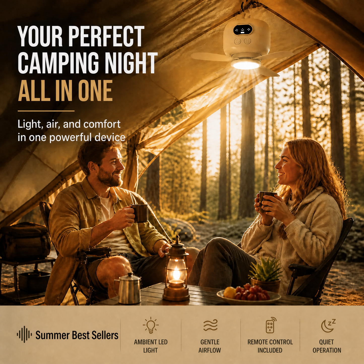 Devareon®⏳🔥LIMITED-TIME 50% OFF! 🌬️ Rechargeable Ceiling Fan with LED Light – Cool & Bright Anywhere ✨