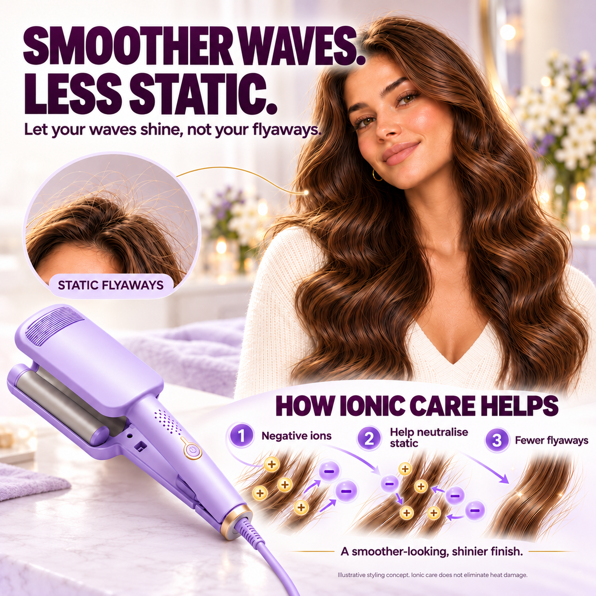 🔥 2026 New Arrivals | 60% OFF 🎁 Wavy Curling Iron – Add Volume, Bounce & Beautiful Waves in Seconds | Devareon®