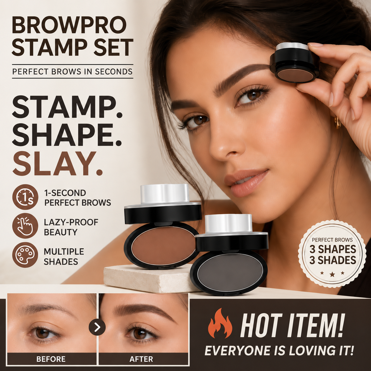 🎉 2026 Sale — 34K+ Sold! 💞 Eyebrow Stamp Powder — One-Press, Waterproof, 24H Long-Lasting Brows | Devareon®