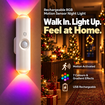 🎁🎄 Christmas RGB Mood Light – 7 Colours to Turn Your Home into Your Personal Sanctuary | Rechargeable & Motion Activated | Devareon®