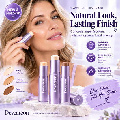 🔥48% OFF | 2026 Upgraded 2-in-1 Color-Adapting Foundation Stick💕Lightweight, Natural Coverage | Devareon®