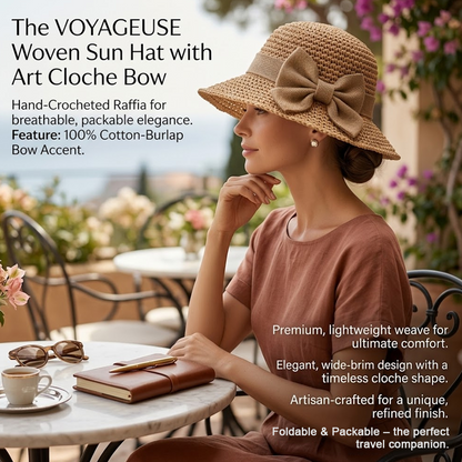 🌞 Elegant Woven Straw Sun Hat with Bow – Breathable, Foldable & Perfect for Beach & Travel 👒-Devareon®