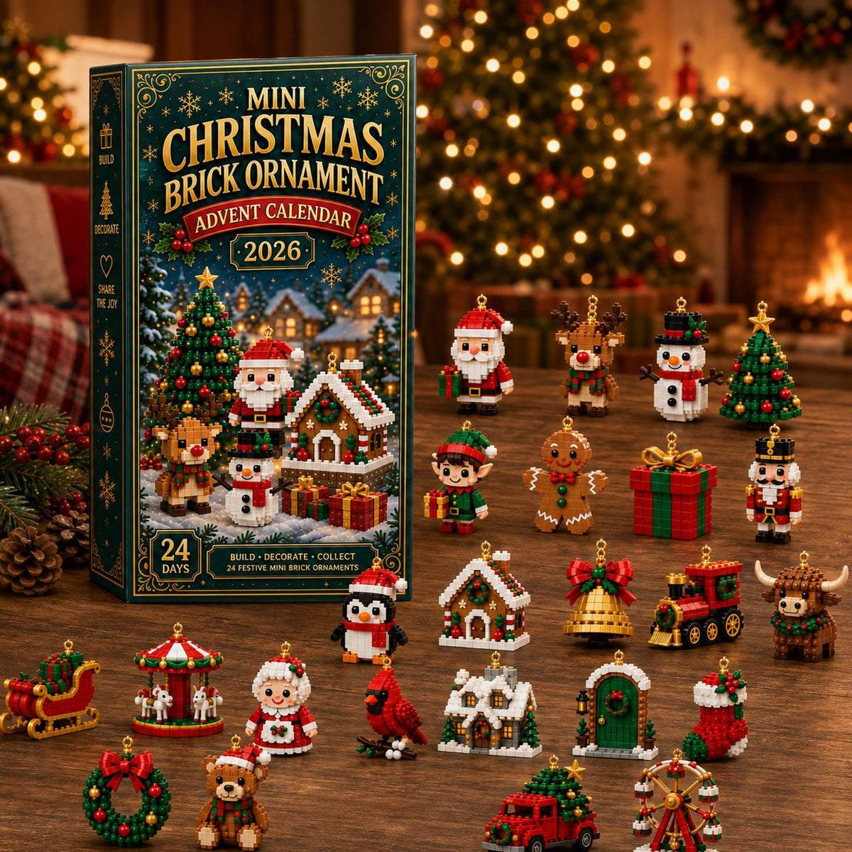 ⏳ Last day to save 40% – 🎄 24-Day Mini Christmas Ornament Advent Calendar | 24 unique festive buildable designs with hanging loops—perfect for decorating Christmas trees, wreaths, and holiday displays 🧱