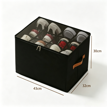 🎉Devareon®🔥Oxford Fabric Foldable Design Shoe Organizer, Storage Box– Large Capacity, Dustproof & Breathable for Closet & Bedroom 🧺✨