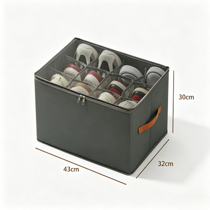 🎉Devareon®🔥Oxford Fabric Foldable Design Shoe Organizer, Storage Box– Large Capacity, Dustproof & Breathable for Closet & Bedroom 🧺✨