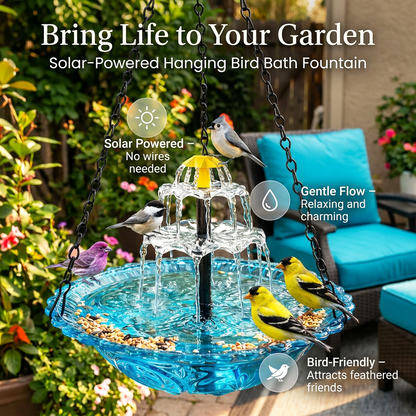 🔥🔥2026 Spring Sale 40% Off--🐦Solar Cascade Hanging Bird Bath Fountain  -Devareon®