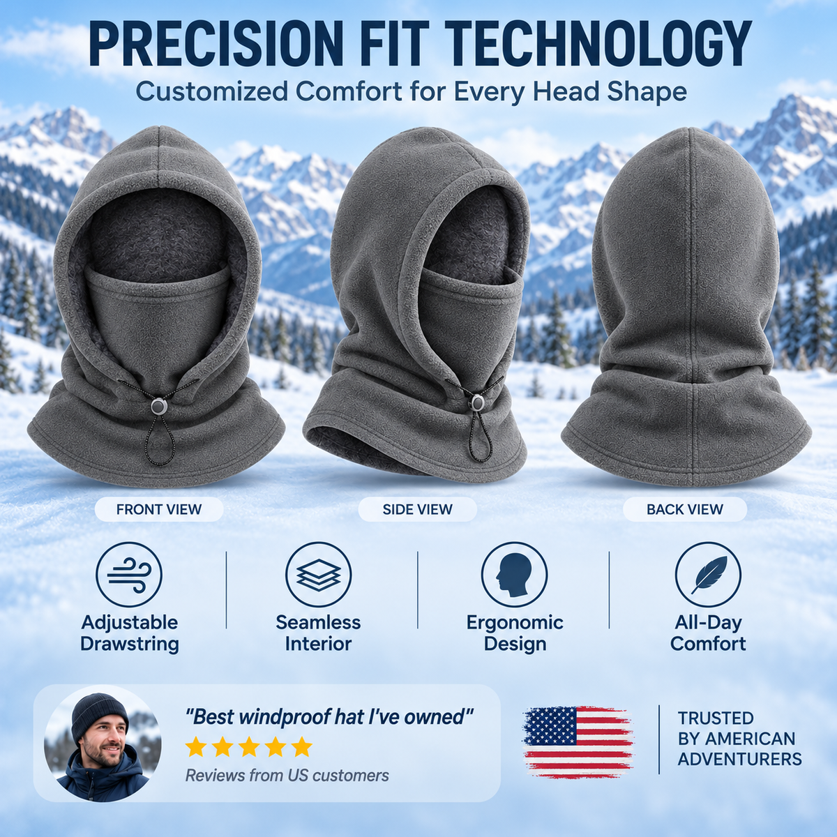 upsell⚡ Limited-Time 40% OFF ❄️ 3-in-1 Thermal Fleece Balaclava | Cozy Hood, Face Mask & Neck Warmer for Skiing, Cycling & Hiking| Devareon®