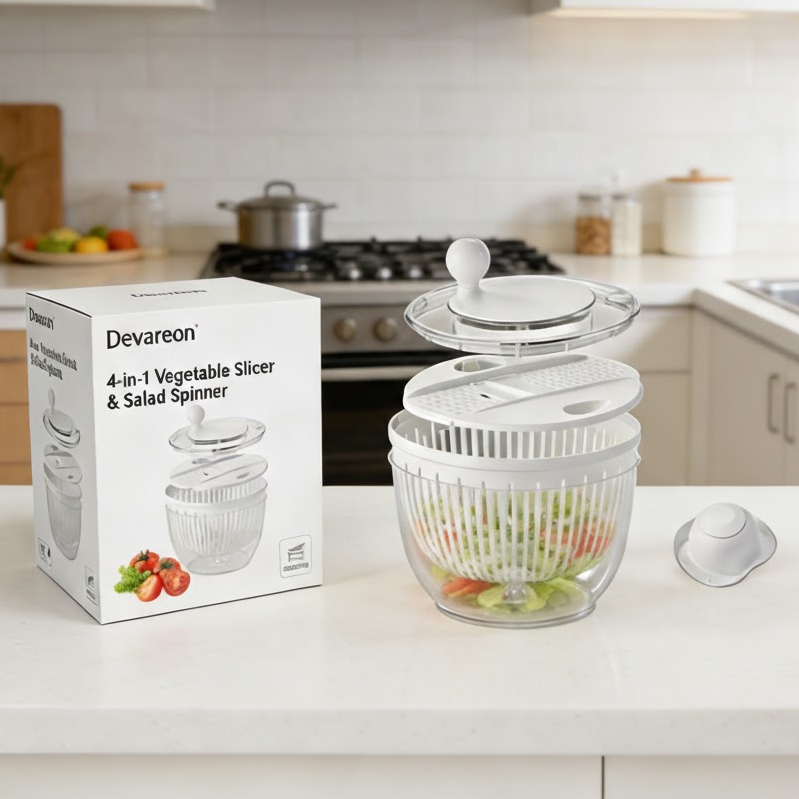 Devareon®4-in-1 Vegetable Slicer & Salad Spinner