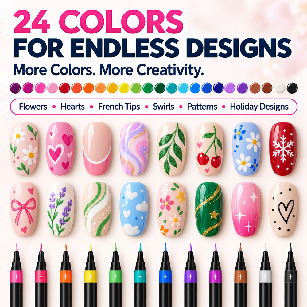 💅🎨 40% OFF! 24-Color Dual-Tip Nail Art Pens ✨ DIY Your Own Halloween, Christmas & Everyday Nail Designs 🎃🎄| Devareon®