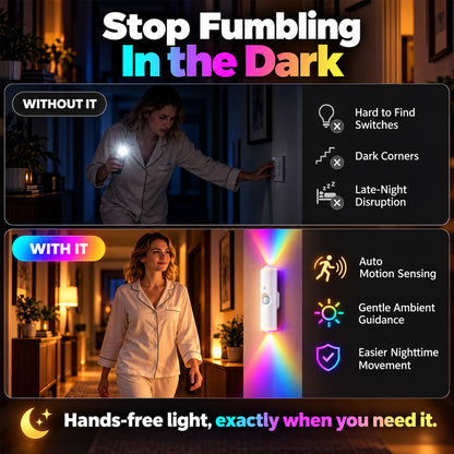 🌈 Buy 2 Get 1 Free | Rechargeable Motion Sensor Night Light – Dimmable RGB Glow for Cozy Spaces | Devareon®
