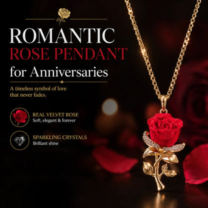 Devareon® Elegant Red Rose Pendant Necklace
