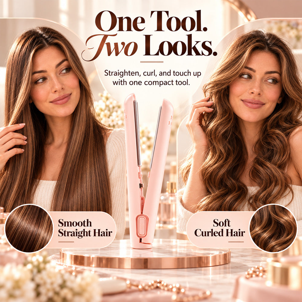 🔥 40% OFF | ✨ 2026 Upgraded 2-in-1 Mini Curling Iron — 🎀 Create Curls & Sleek Styles On the Go | Devareon®