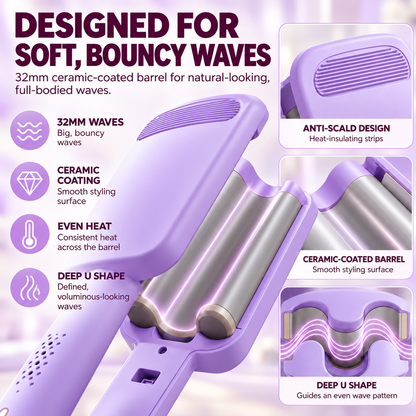 🔥 2026 New Arrivals | 60% OFF 🎁 Wavy Curling Iron – Add Volume, Bounce & Beautiful Waves in Seconds | Devareon®