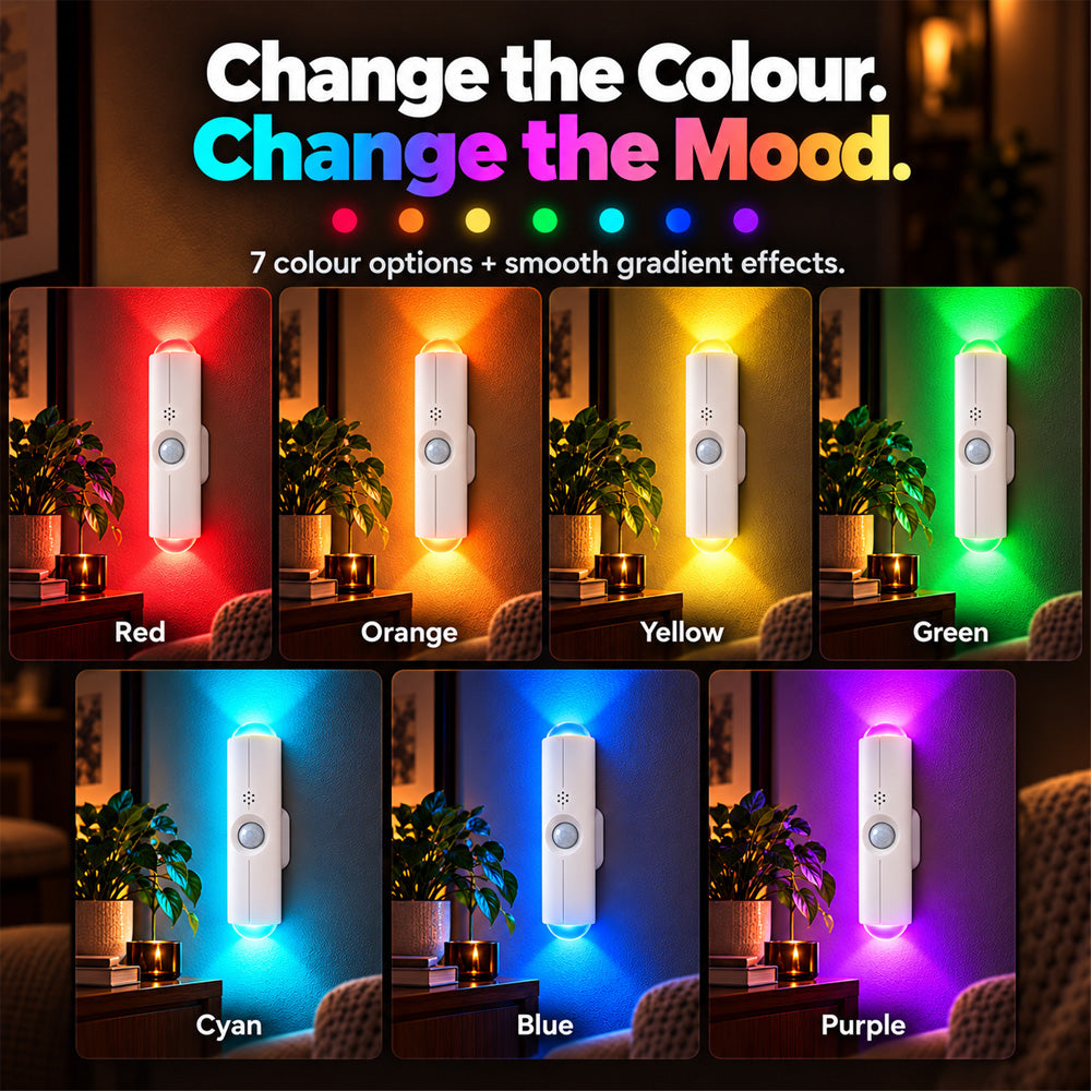 🌈 Buy 2 Get 1 Free | Rechargeable Motion Sensor Night Light – Dimmable RGB Glow for Cozy Spaces | Devareon®