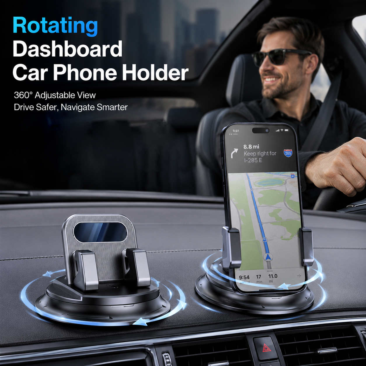 Devareon® 🚗 40% OFF NOW!📱 Rotating Dashboard Car Phone Holder – 360° Adjustable & Anti-Slip – Hands-Free Phone Mount 🛡️