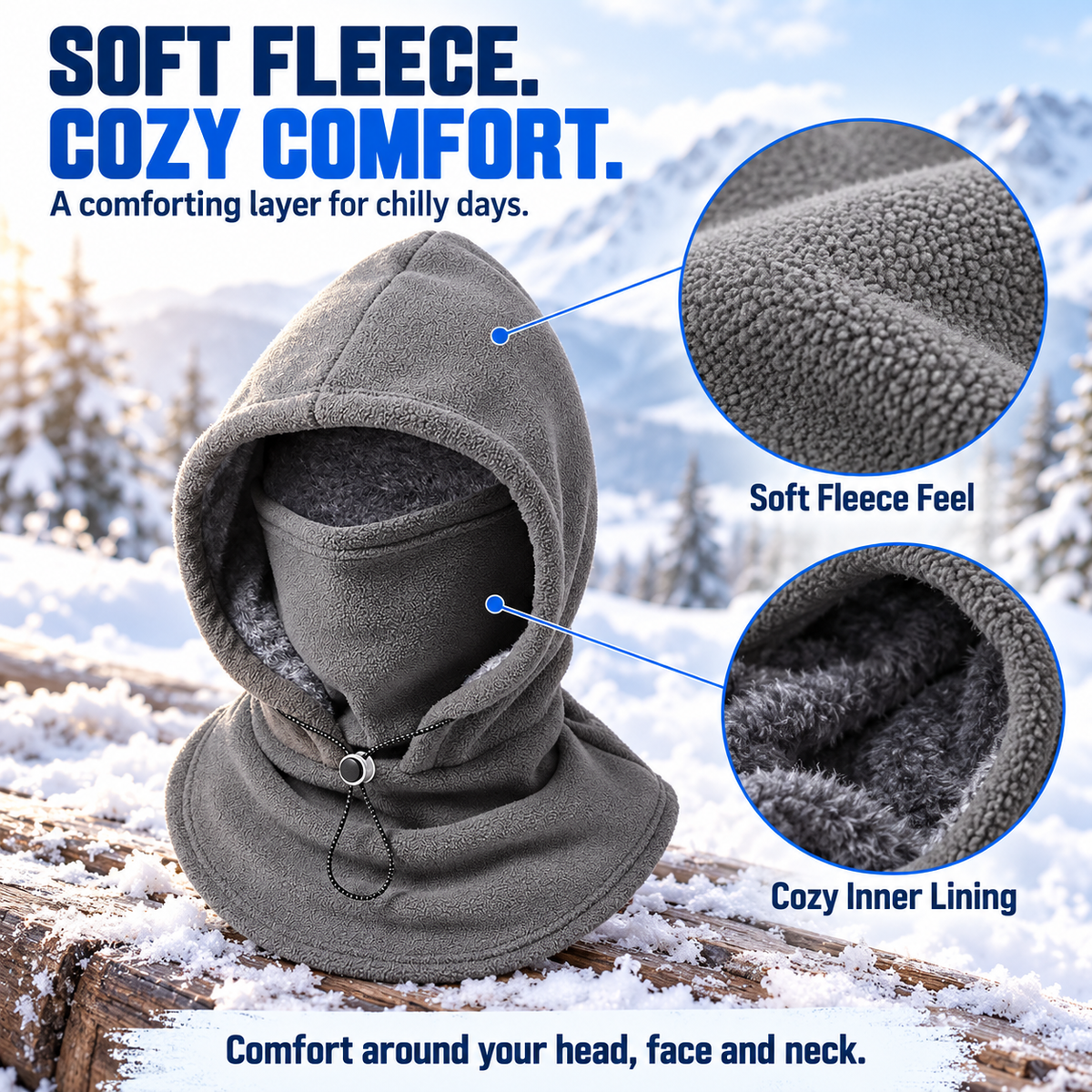 upsell⚡ Limited-Time 40% OFF ❄️ 3-in-1 Thermal Fleece Balaclava | Cozy Hood, Face Mask & Neck Warmer for Skiing, Cycling & Hiking| Devareon®