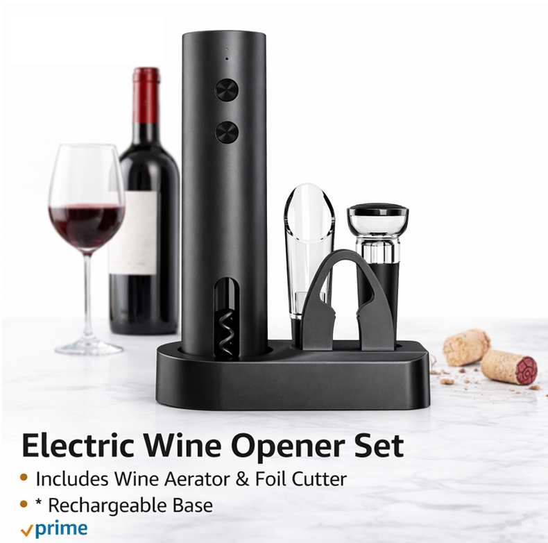 Devareon®🍷 Electric Wine Opener – One-Touch Automatic Corkscrew with USB Rechargeable Battery