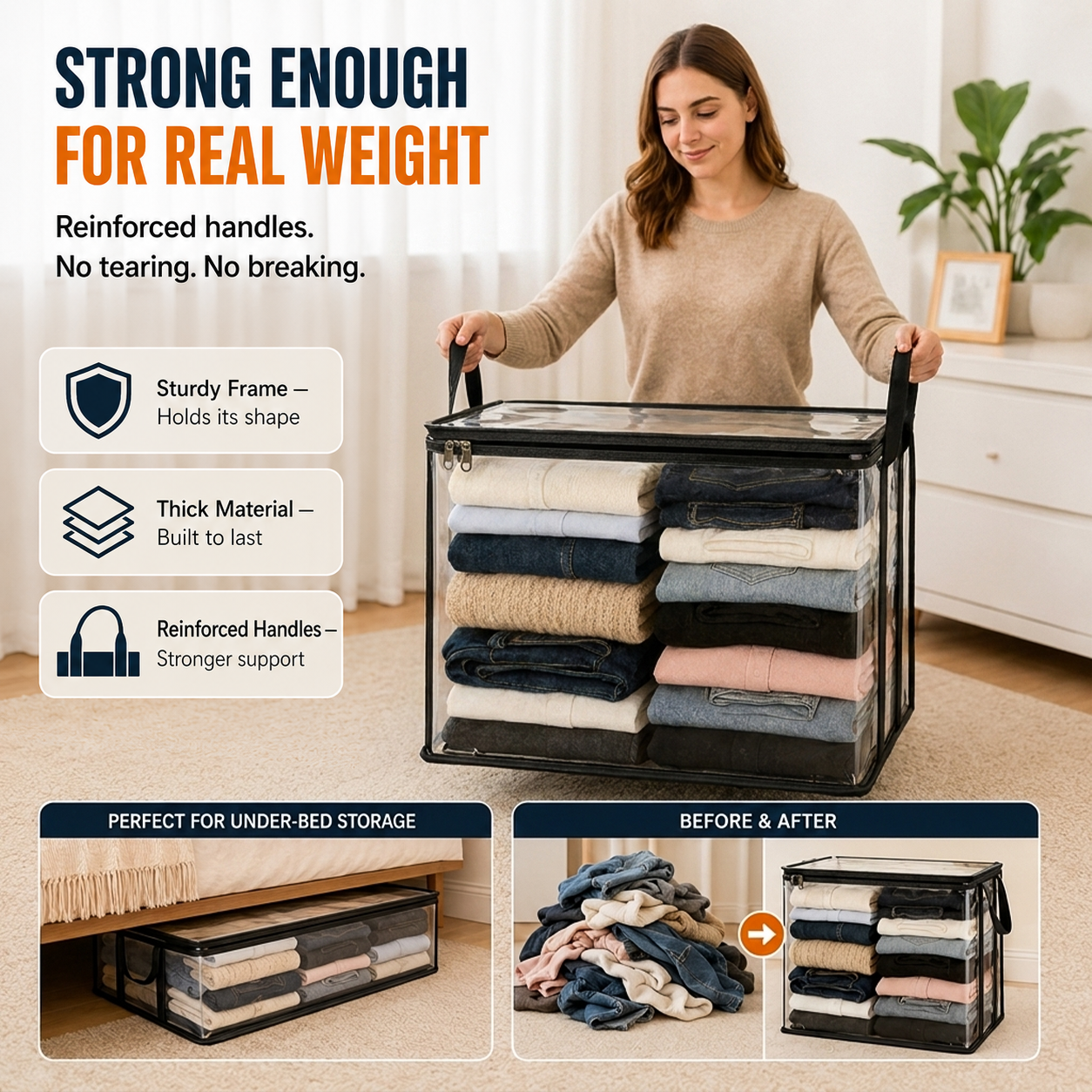 Devareon®⏰Final 40% OFF Sale🏠Clear Foldable Storage Box📦 Perfect for Clothes, Toys, Books & More ✨