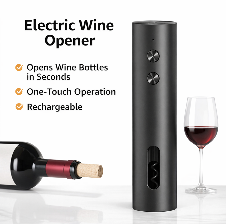 Devareon®🍷 Electric Wine Opener – One-Touch Automatic Corkscrew with USB Rechargeable Battery