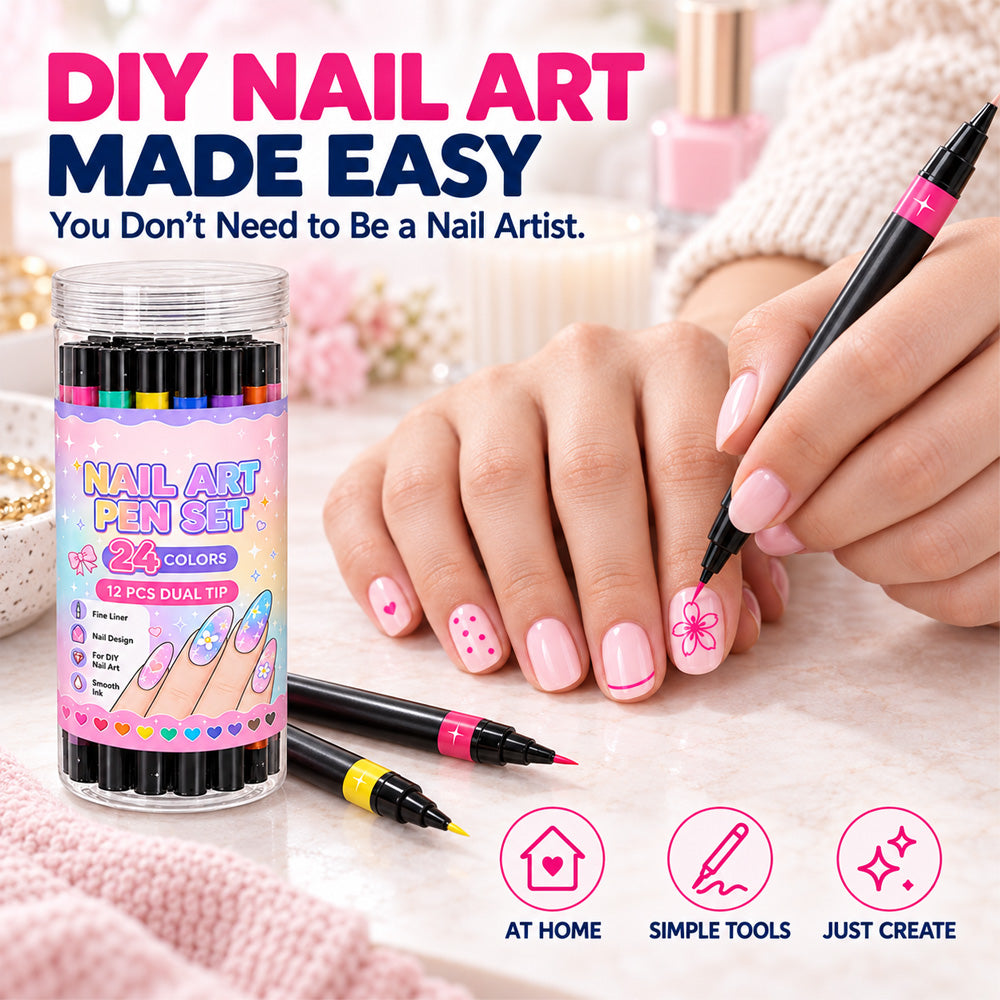 💅🎨 40% OFF! 24-Color Dual-Tip Nail Art Pens ✨ DIY Your Own Halloween, Christmas & Everyday Nail Designs 🎃🎄| Devareon®