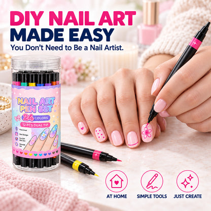 💅🎨 40% OFF! 24-Color Dual-Tip Nail Art Pens ✨ DIY Your Own Halloween, Christmas & Everyday Nail Designs 🎃🎄| Devareon®