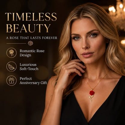 Devareon® Elegant Red Rose Pendant Necklace