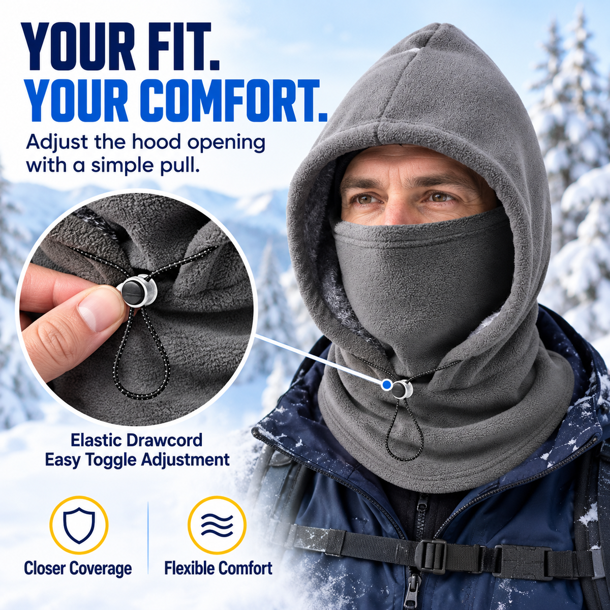 upsell⚡ Limited-Time 40% OFF ❄️ 3-in-1 Thermal Fleece Balaclava | Cozy Hood, Face Mask & Neck Warmer for Skiing, Cycling & Hiking| Devareon®