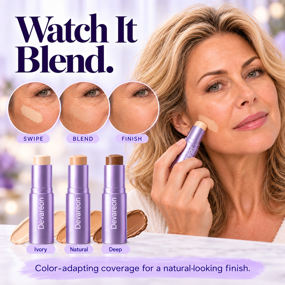 🔥48% OFF | 2026 Upgraded 2-in-1 Color-Adapting Foundation Stick💕Lightweight, Natural Coverage | Devareon®