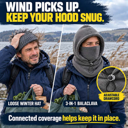 🎉 Limited-Time 40% OFF ❄️ 3-in-1 Windproof Thermal Fleece Balaclava | Adjustable Hood, Face Mask & Neck Warmer for Everyday Winter Comfort | Devareon®