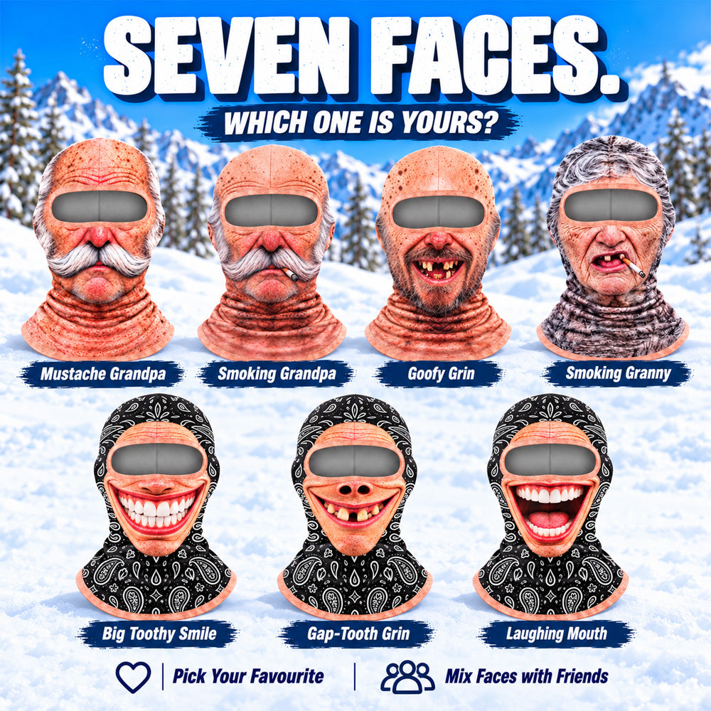 🤣❄️ Funny Realistic Face Ski Mask – Hilarious Winter Balaclava for Skiing, Snowboarding, Parties & Outdoor Fun! 🎿🔥| Devareon®