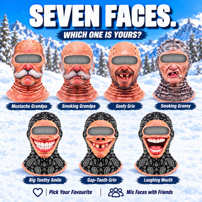🤣❄️ Funny Realistic Face Ski Mask – Hilarious Winter Balaclava for Skiing, Snowboarding, Parties & Outdoor Fun! 🎿🔥| Devareon®