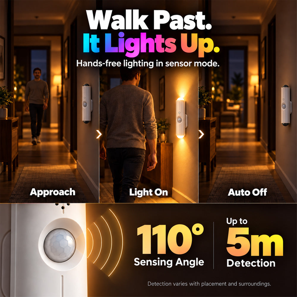 🌈 Buy 2 Get 1 Free | Rechargeable Motion Sensor Night Light – Dimmable RGB Glow for Cozy Spaces | Devareon®