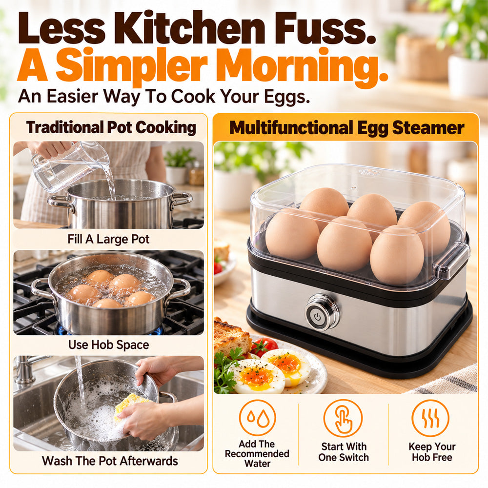 🔥2026 Hot Products🎁Multifunctional Egg Steamer with Clear Lid | Add a Steaming Bowl for More Delicious Possibilities! | Devareon®