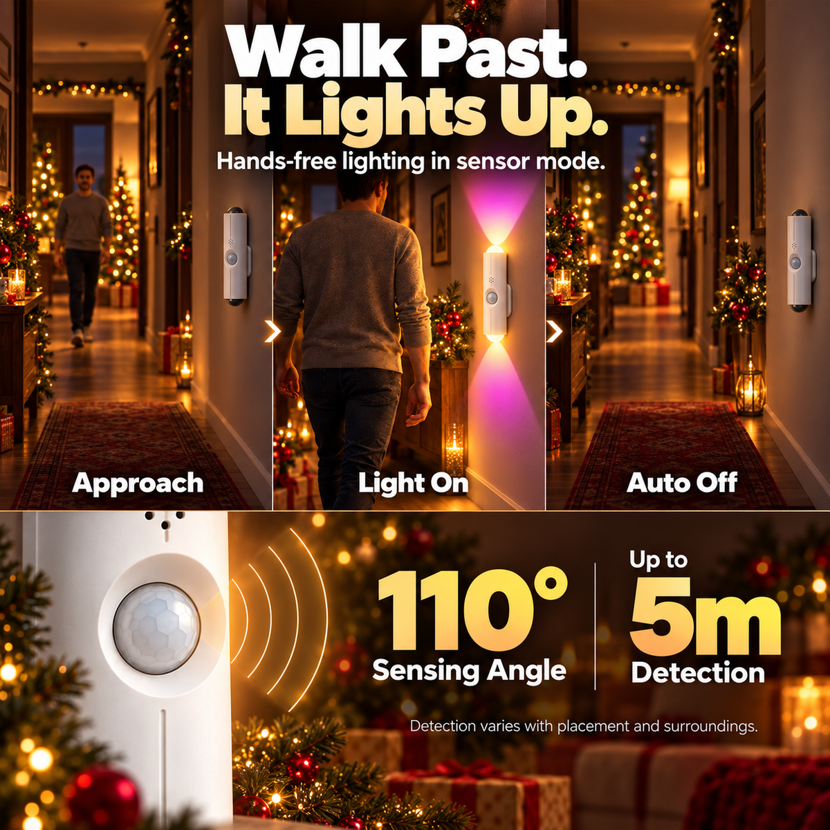 🎁🎄 Christmas RGB Mood Light – 7 Colours to Turn Your Home into Your Personal Sanctuary | Rechargeable & Motion Activated | Devareon®