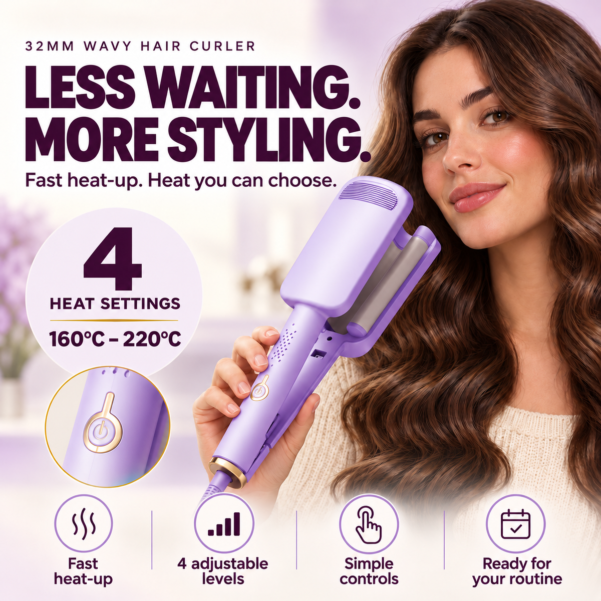 🔥 2026 New Arrivals | 60% OFF 🎁 Wavy Curling Iron – Add Volume, Bounce & Beautiful Waves in Seconds | Devareon®