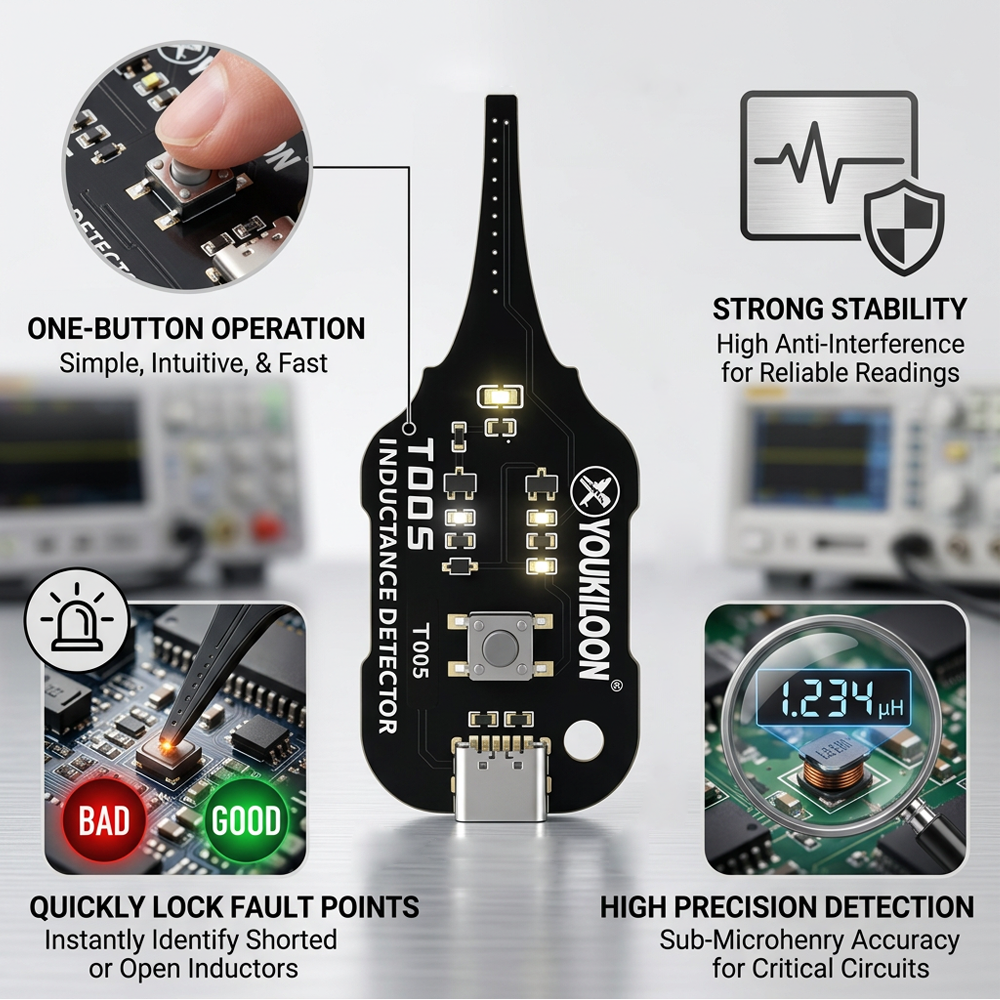 Devareon® 🥳2026 HOT SALE🥳💞50K+ SOLD!💡⚙️ 50% OFF! In-Circuit Inductor Tester – One-button simplicity, clear indicator. Non-contact, rapid diagnosis. A must-have for electronics repair. 📟🕊️