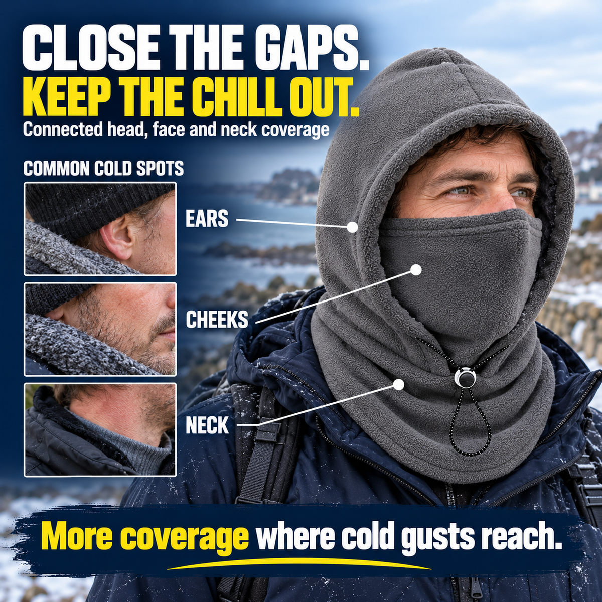 🎉 Limited-Time 40% OFF ❄️ 3-in-1 Windproof Thermal Fleece Balaclava | Adjustable Hood, Face Mask & Neck Warmer for Everyday Winter Comfort | Devareon®